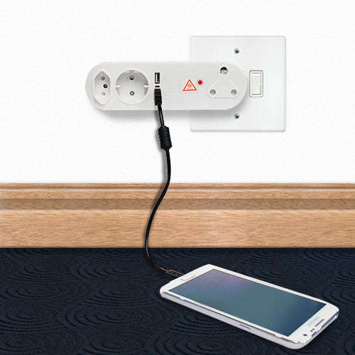 Selectrix Adaptor RSA Slimline Schuko 2 USB with Surge Protector - White