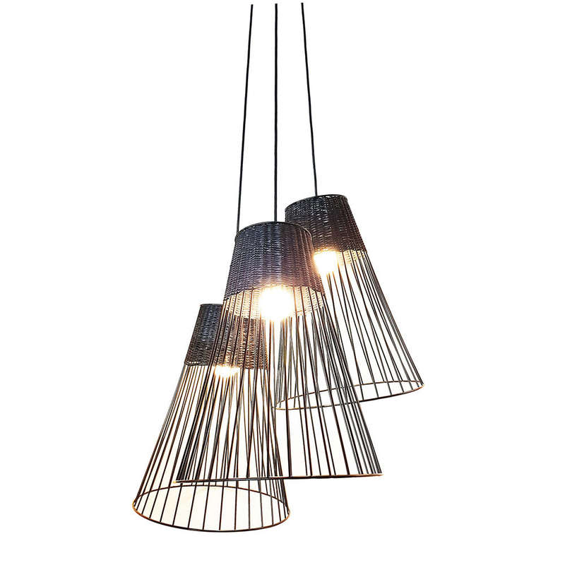 3 Light Cone Cluster Wired Pendant