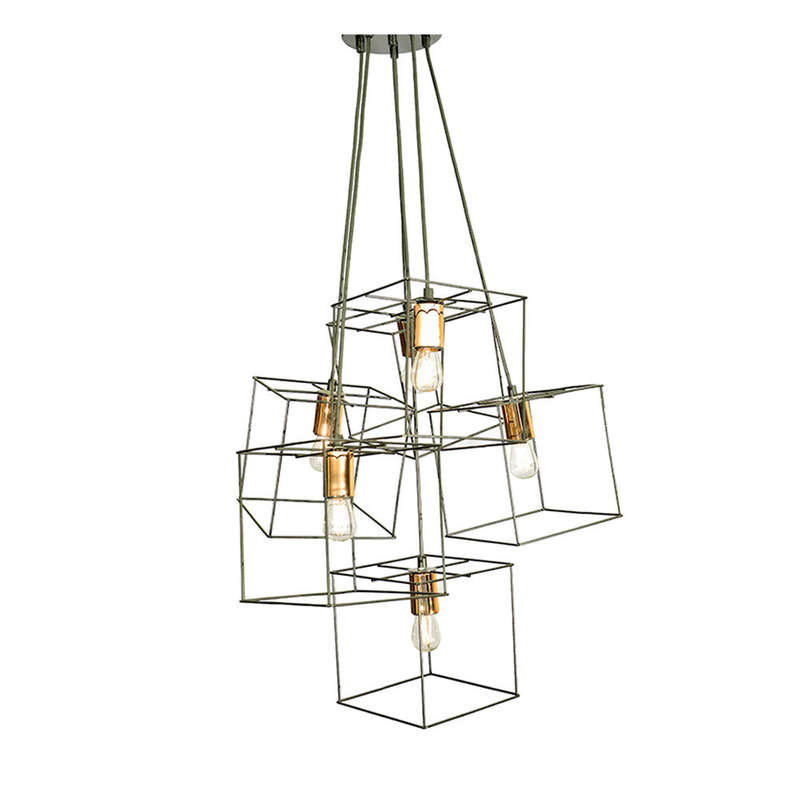 Square Boxed 4 Light Wire Pendant