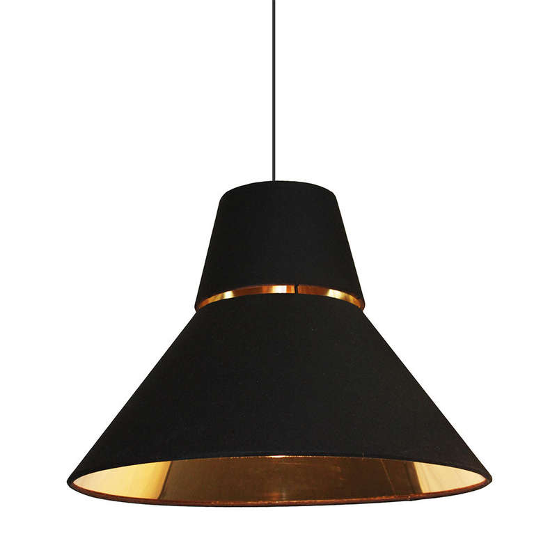 Harper Cotton and Parchment Cone Pendant - Black and Gold