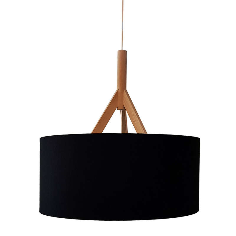 Rocket Drum Cotton and Oak Pendant - Black