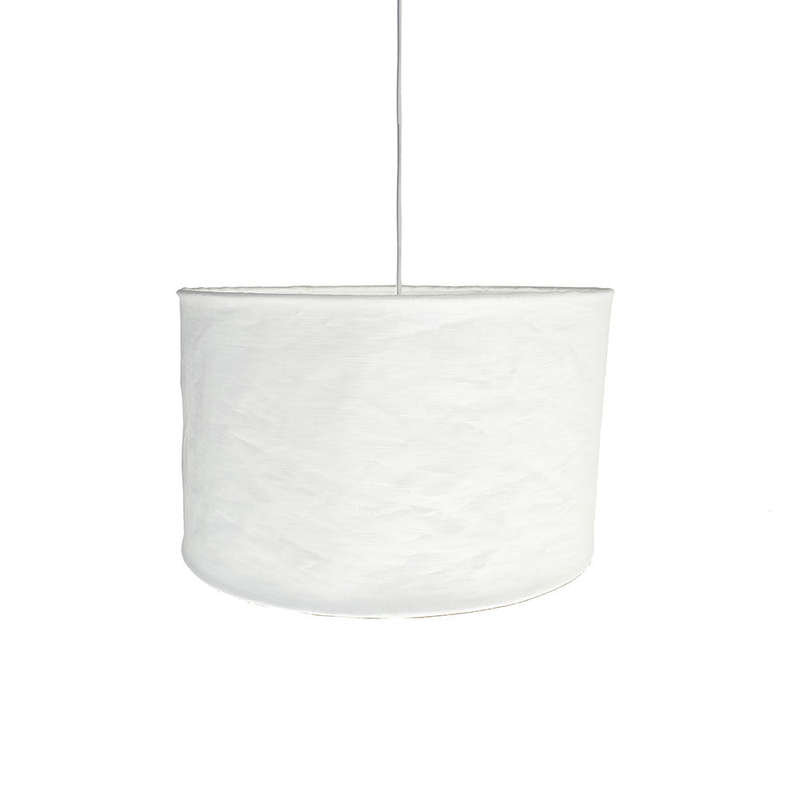 Collapsible Drum Linen Pendant - White