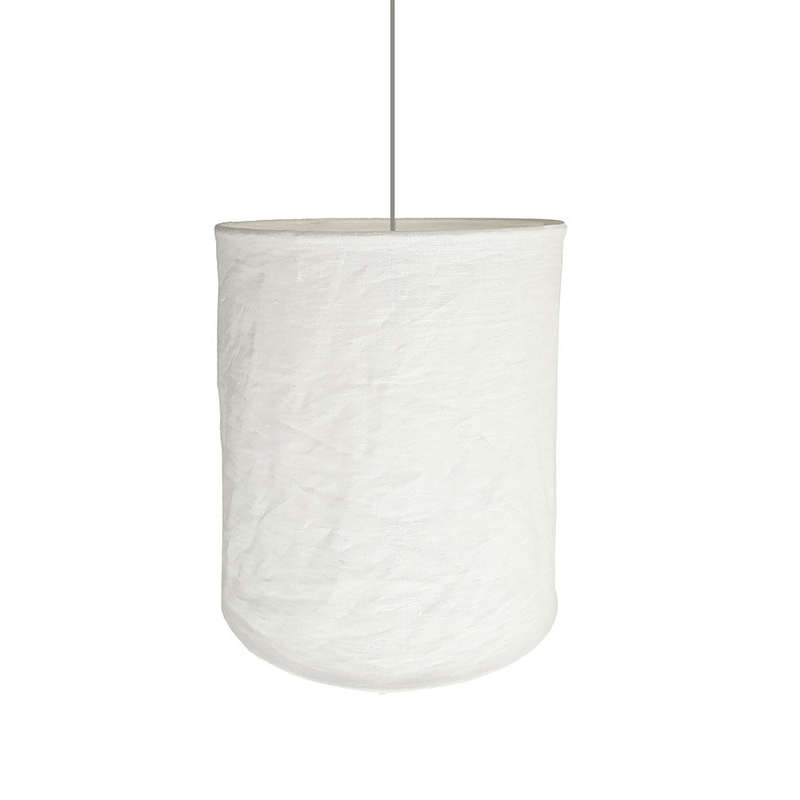 Collapsible Cylinder Linen Pendant - Off White