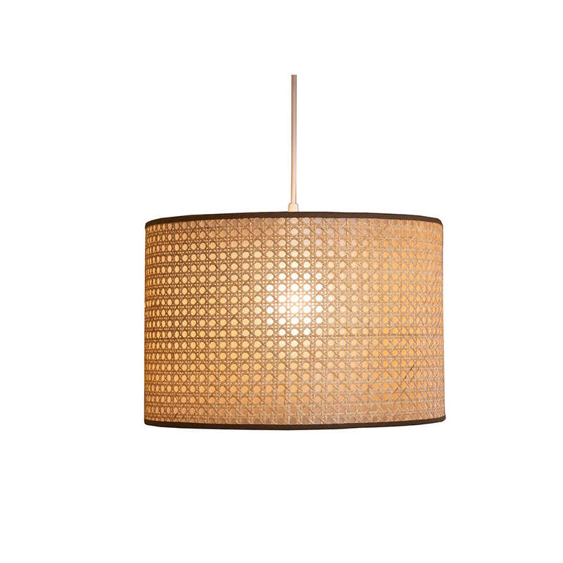 Cane Webbing Drum Pendant - Natural