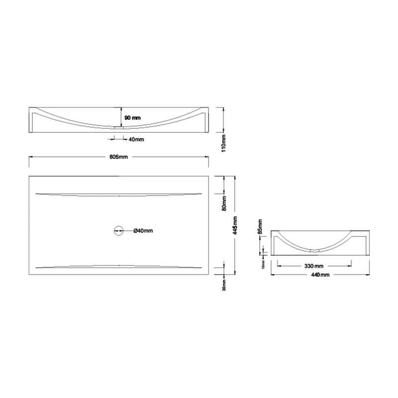 Crystallite Stone Single Wave Basin