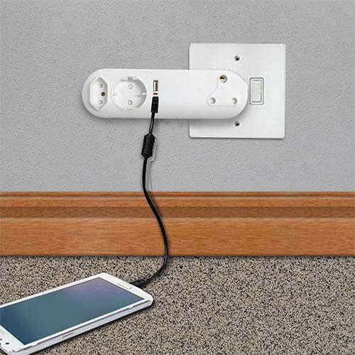 Selectrix Adaptor RSA Slimline Schuko 2 USB - White