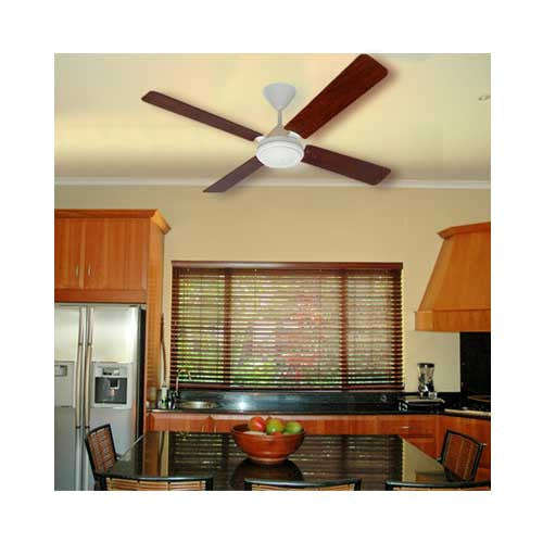 Solent High Breeze 4 Blade Ceiling Fan 1200mm - Matt White & Mahogany