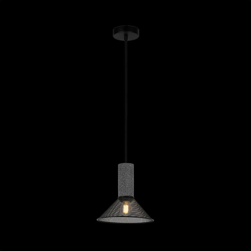 K. Light Midnight Mesh Cone Pendant E27 40W - Stone & Black Mesh