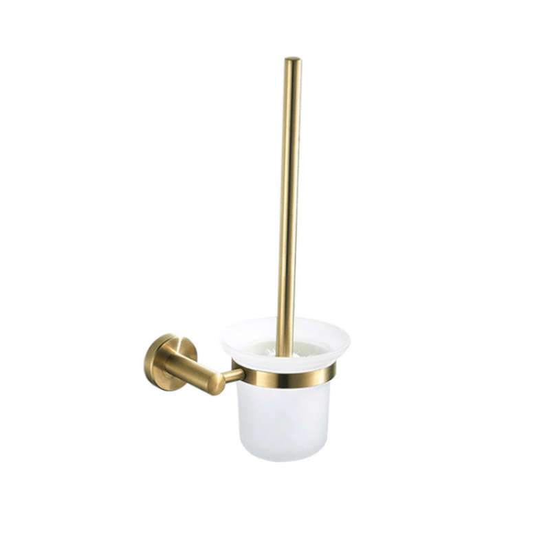 Toilet Brush & Holder - Brushed Gold