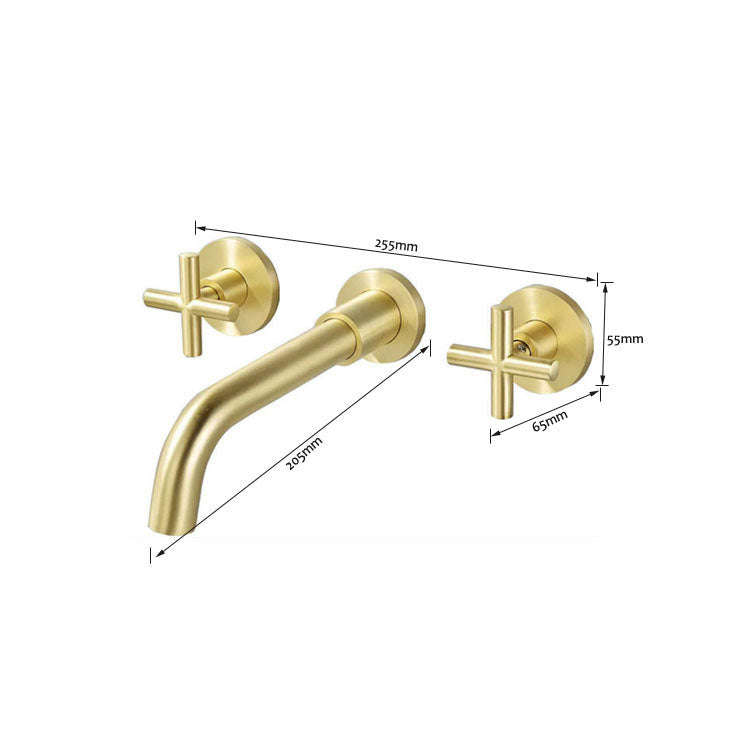 Trendy Taps Aurum Dual Handle Wall Mounted Mixer - Brushed Gold