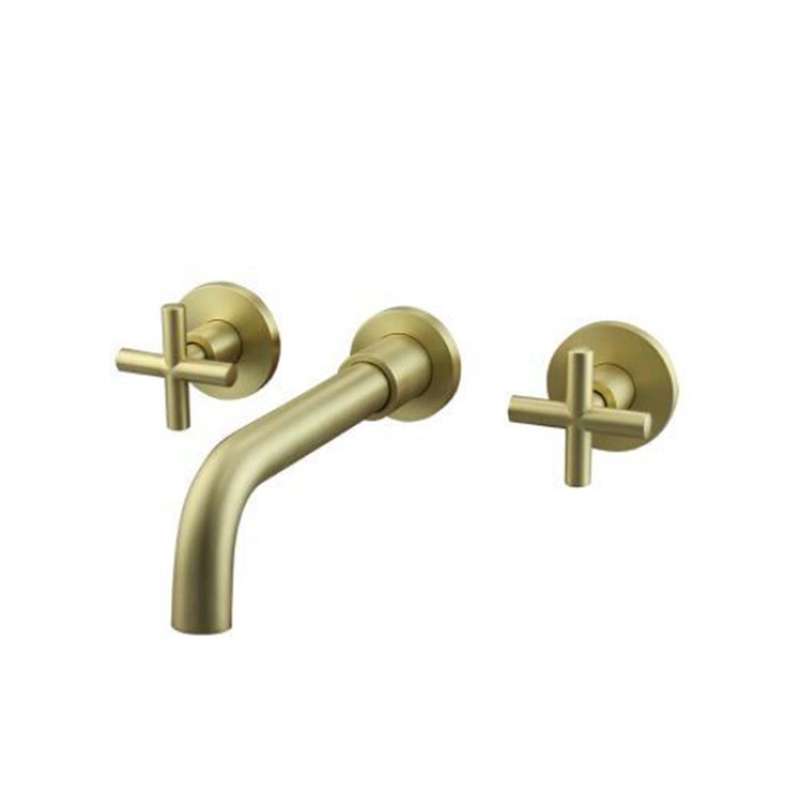 Trendy Taps Aurum Dual Handle Wall Mounted Mixer - Brushed Gold