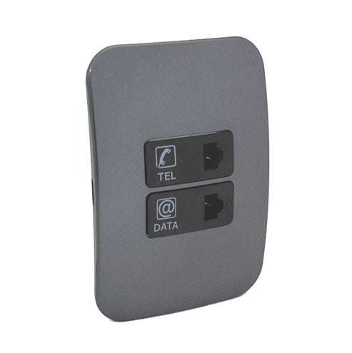 VETi 1 Telephone & Network Combo Socket 4 x 2 - Black Module