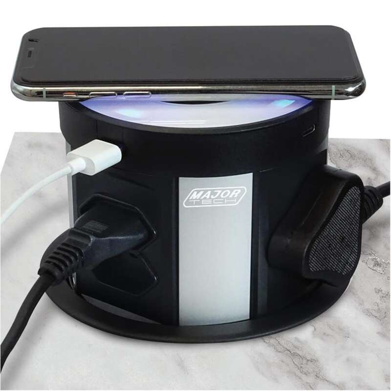 VETi Pop Up Power Tower with Wireless Charger - Black