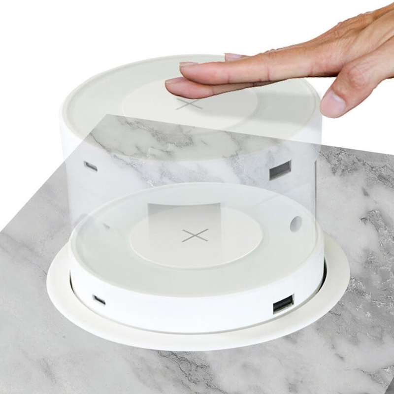 VETi Pop Up Power Tower with Wireless Charger - White