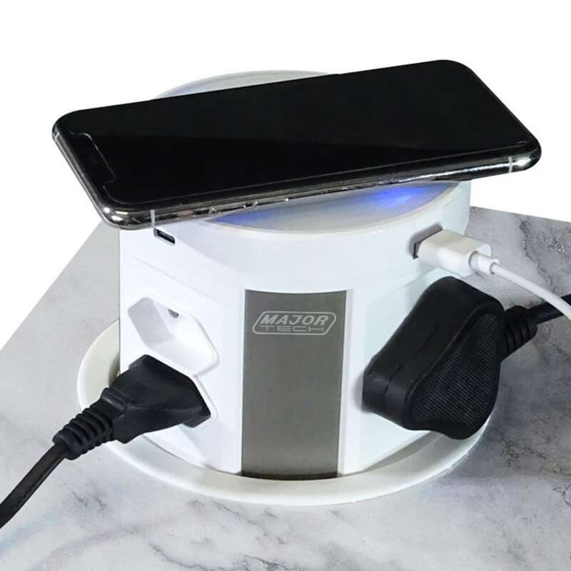 VETi Pop Up Power Tower with Wireless Charger - White