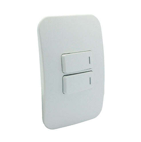 VETi 1 2 Lever 1-Way Horizontal Light Switch 4 x 2 - White Modules