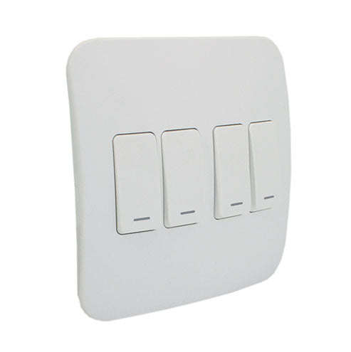 VETi 1 4 Lever 1-Way Light Switch 4 x 4 - White Modules