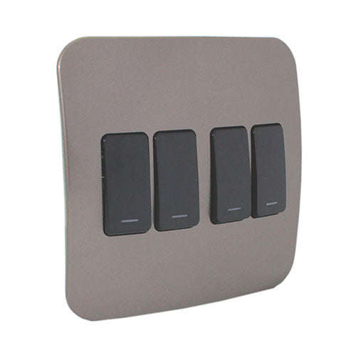 VETi 1 4 Lever 1-Way Light Switch 4 x 4 - Black Modules