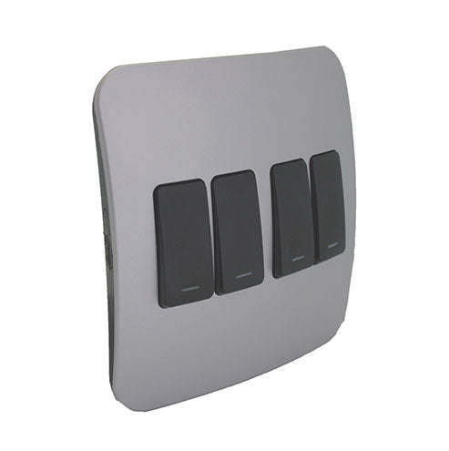 VETi 1 4 Lever 1-Way Light Switch 4 x 4 - Black Modules