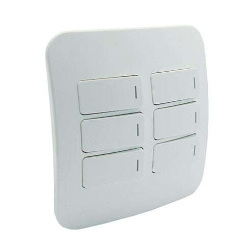 VETi 1 6 Lever 1-Way Light Switch 4 x 4 - White Modules
