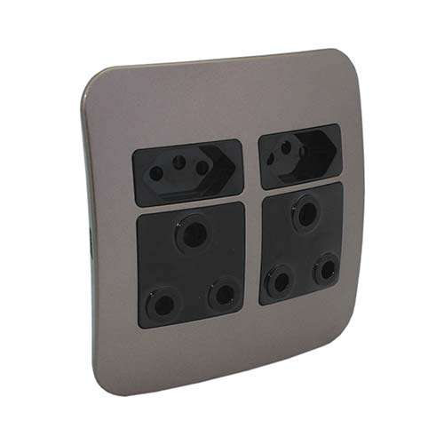 VETi 1 Double Combo Socket 4 x 4 - Black Modules