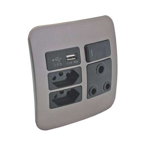 VETi 1 RSA USB Combo Socket 4 x 4 - Black Modules