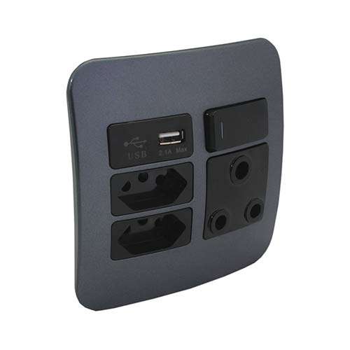 VETi 1 RSA USB Combo Socket 4 x 4 - Black Modules