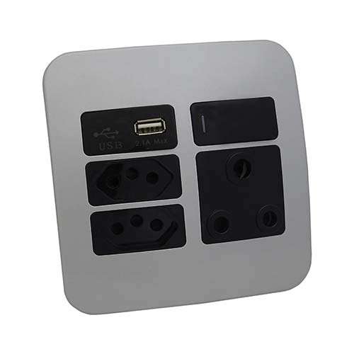 VETi 1 RSA USB Combo Socket 4 x 4 - Black Modules