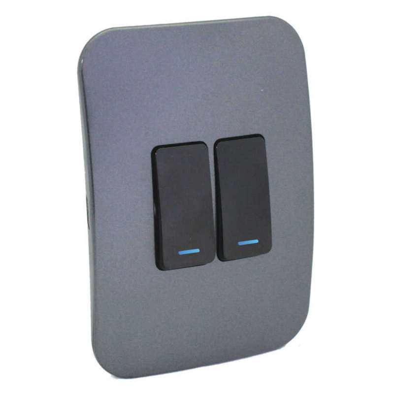 VETi 1 2 Lever 1-Way Light Switch with Locator 4 x 2 - Black