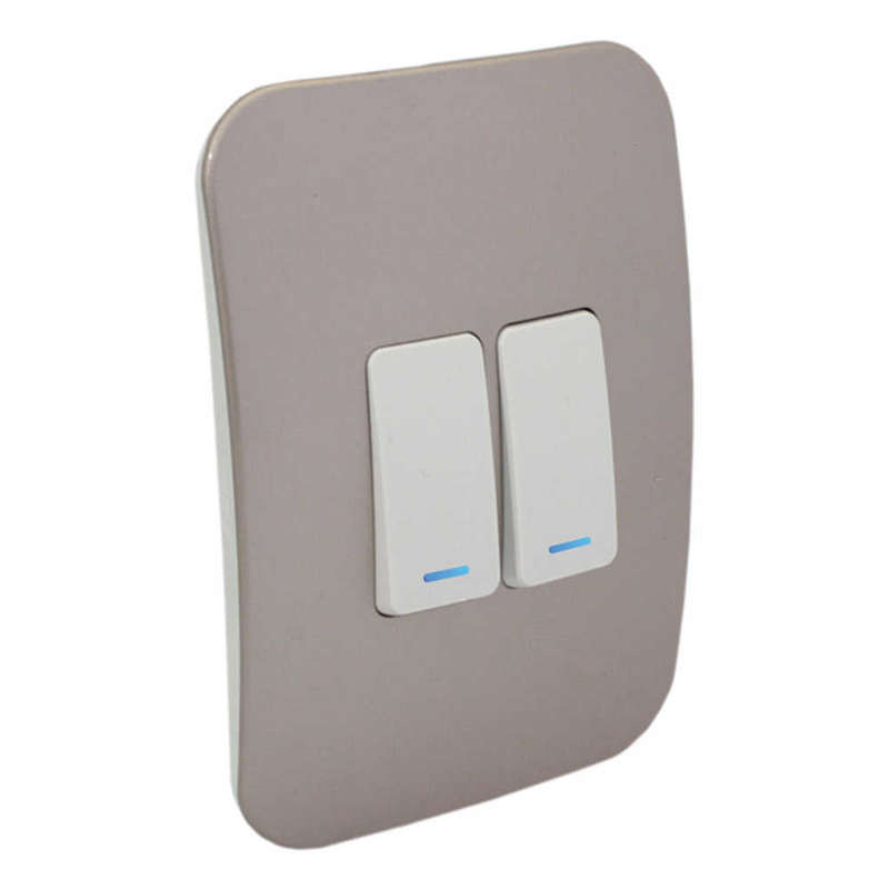 VETi 1 2 Lever 1-Way Light Switch with Locator 4 x 2 - White Modules
