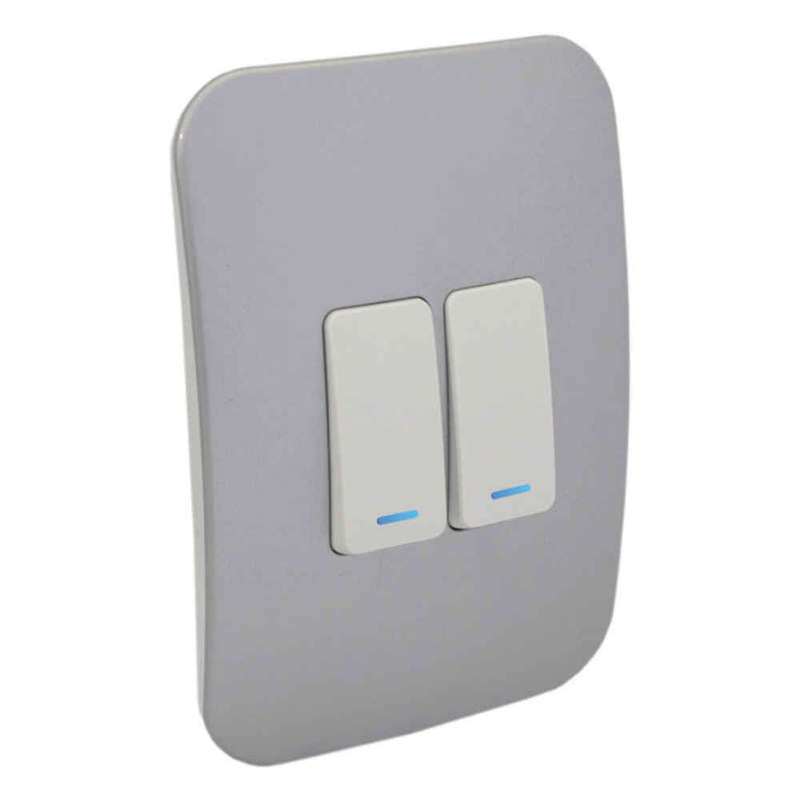VETi 1 2 Lever 1-Way Light Switch with Locator 4 x 2 - White Modules