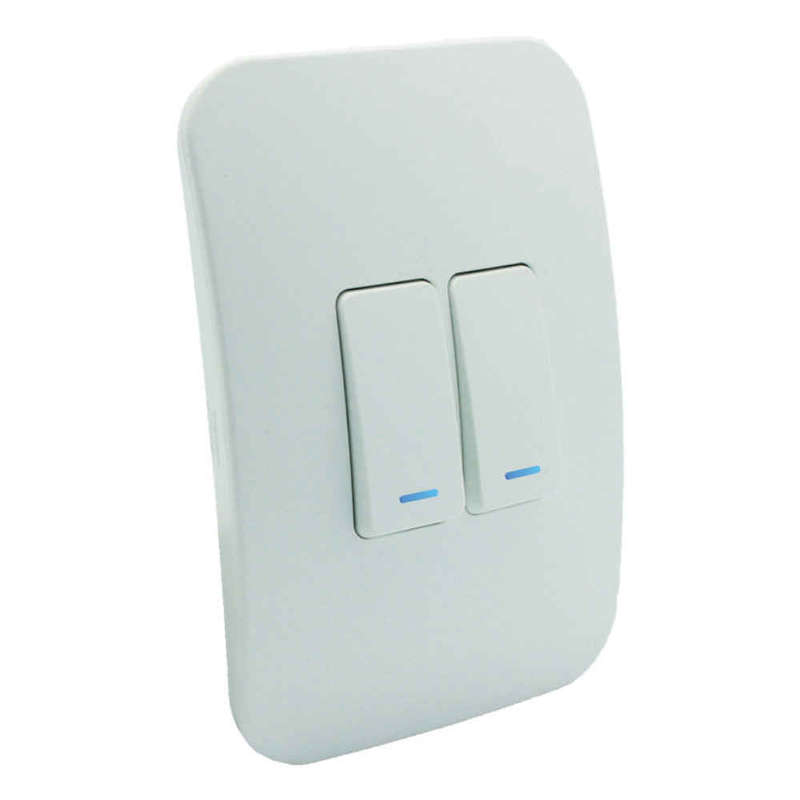 VETi 1 2 Lever 1-Way Light Switch with Locator 4 x 2 - White Modules