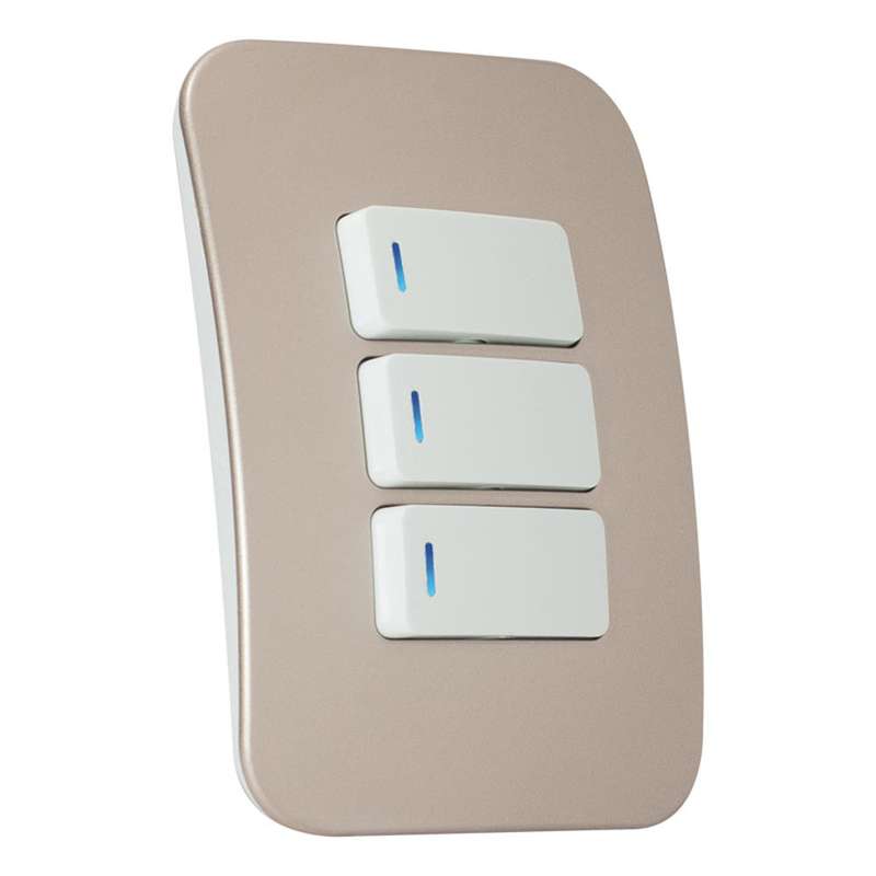 VETi 1 3 Lever 1-Way Light Switch with Locator 4 x 2 - White Modules