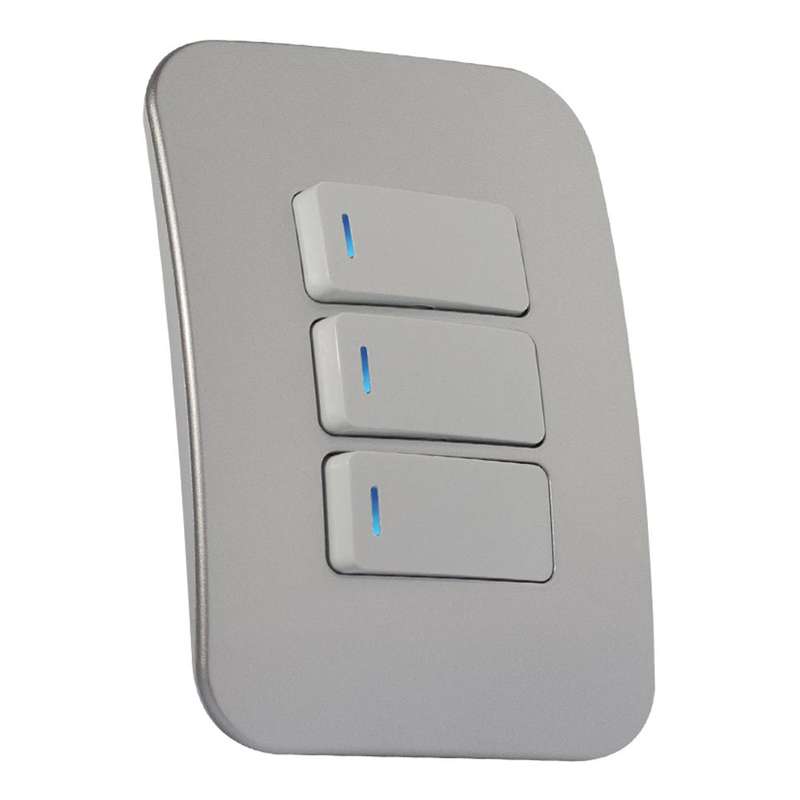 VETi 1 3 Lever 1-Way Light Switch with Locator 4 x 2 - White Modules