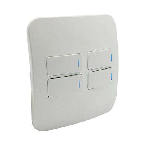 VETi 1 4 Lever 1-Way Horizontal Light Switch with Locator 4 x 4 - White Modules