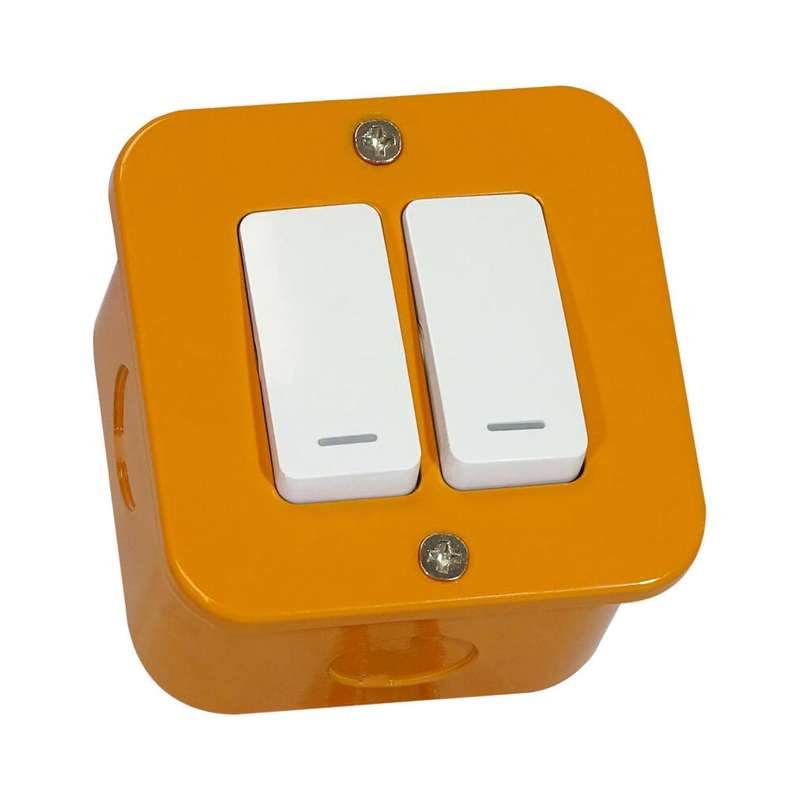 VETi 1 Industrial 2 Lever 1 Way Light Switch 3 x 3 - Orange