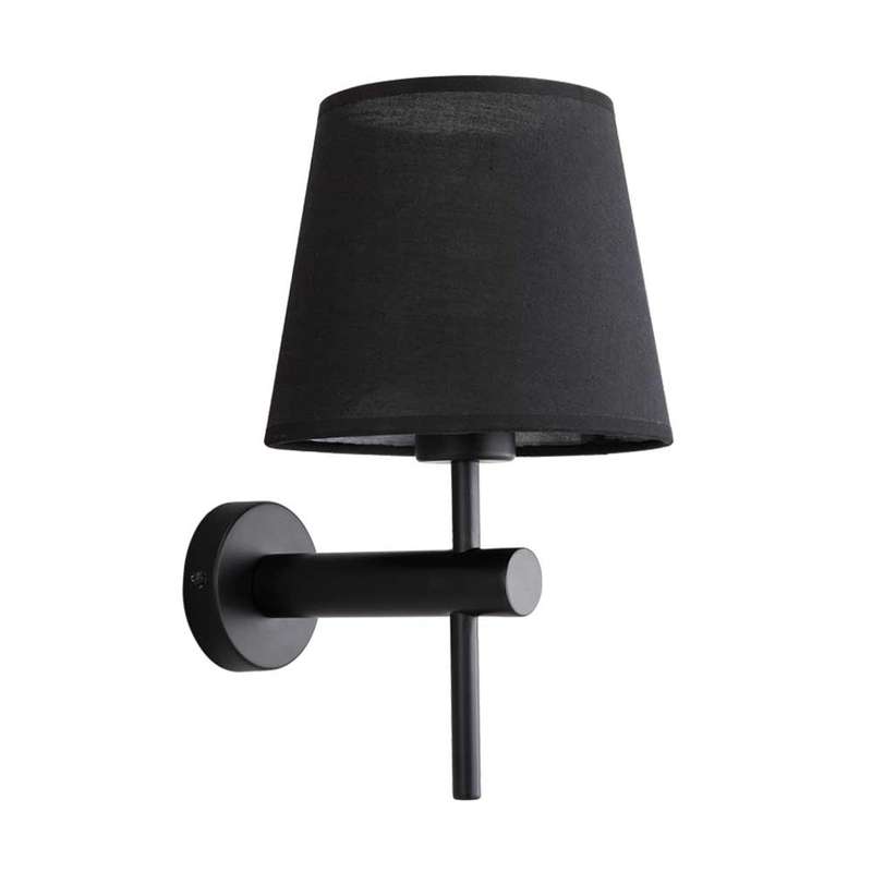 Bright Star Metal Wall Bracket with Fabric Shade E27 40W - Black