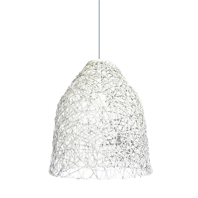 Synthetic Resin Woven Bell Pendant - White