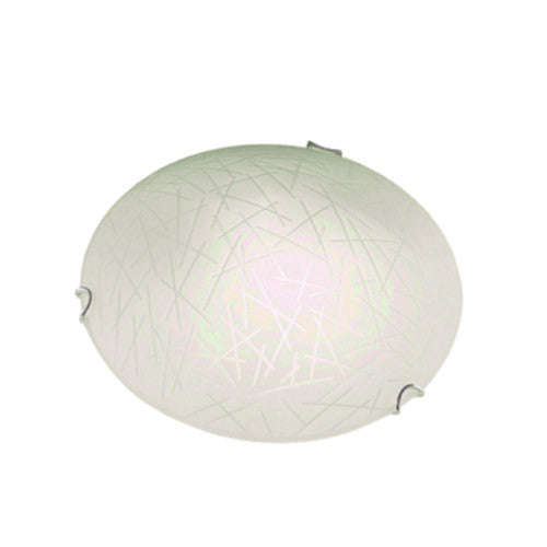 Bright Star Frosted organico Patterned Glass with Polished Chrome Clips Ceiling Light 250mm