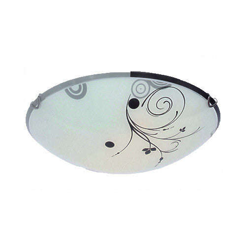 Bright Star Spiral Floral Patterned Frosted Glass with Chrome Clips Ceiling Light 250mm
