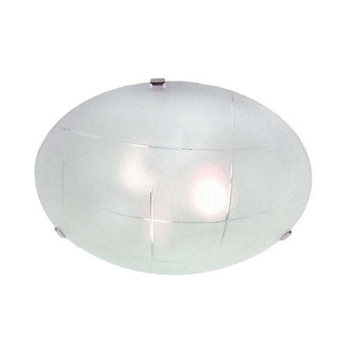 Bright Star Metal Base with Patterned Frosted Glass and Chrome Clips Ceiling Light 400mm