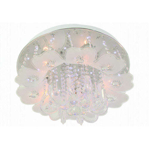 Bright Star Polished Chrome LED Ceiling Fitting with Frosted Patterned Glass and Acrylic Crystals...