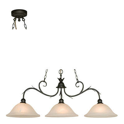 3 Light Linear Bell 60W Metal Pendant - Charcoal
