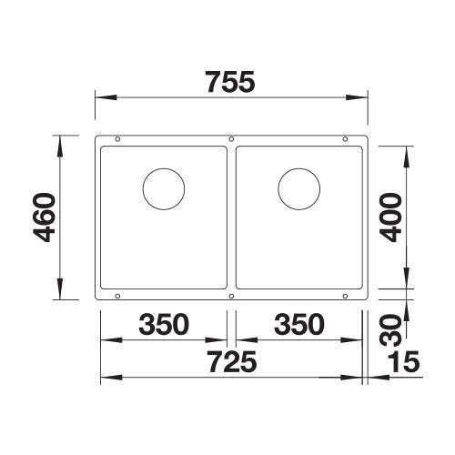 BLANCO SubLine 350/350-U Silgranit Double Bowl Undermount Sink - Alu Metallic
