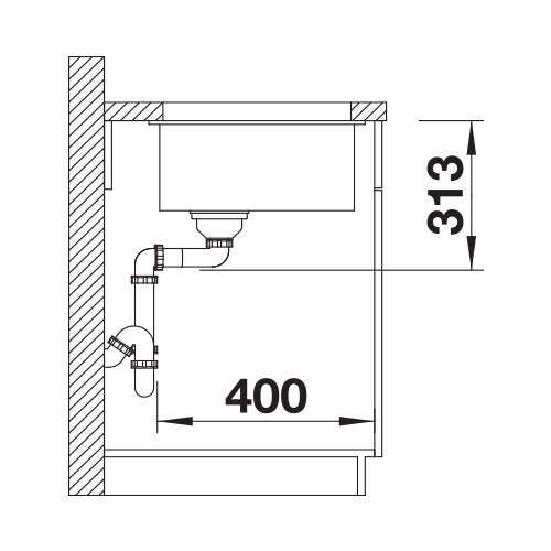 BLANCO SubLine 400-U Silgranit Single Bowl Undermount Sink - Black