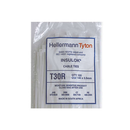 HellermannTyton Cable Tie T30RNT 3.5 x 150mm - Natural (100)