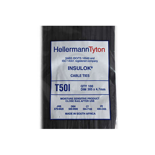 Cable Ties T50I 4.7 x 305mm - Black (100)