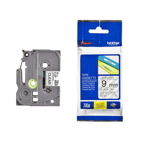 Brother TZe Laminated Tape Black/Clear 9mm x 8m