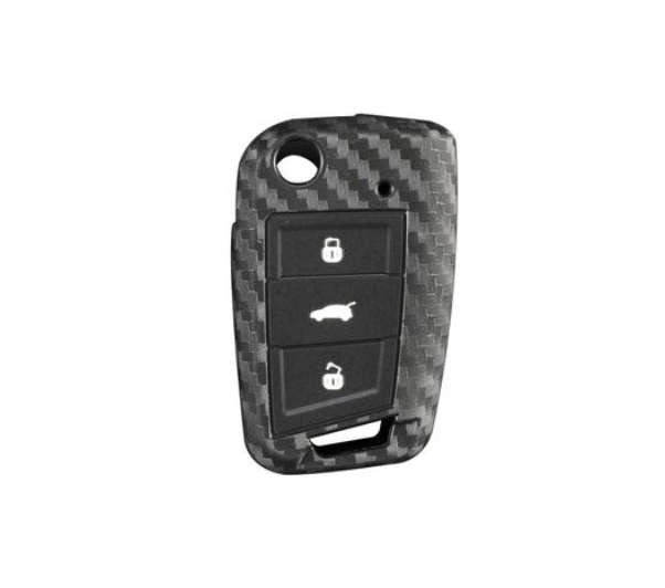 Carbon Design Silicone Key Cover Fob Case Compatible with Volkswagen MK 7