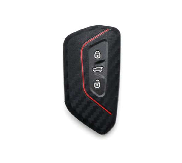 Carbon Design Silicone Key Cover Fob Case Compatible with Volkswagen MK 8